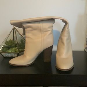 Club Monaco Cream Leather Boots
